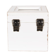 Clayre &amp; Eef   | Theedoos Wit Zwart 12x12x12 cm | 6H2397