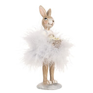 Clayre & Eef | Decoratie Konijn Beige Grijs 6x6x17 cm | 6PR5250