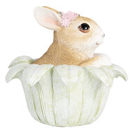 Clayre & Eef | Decoratie Beeld Konijn Beige Groen 12x12x12 cm | 6PR5450