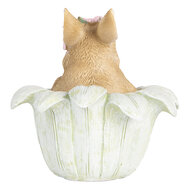 Clayre & Eef | Decoratie Beeld Konijn Beige Groen 12x12x12 cm | 6PR5450