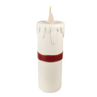 Clayre & Eef | Decoratie kaars met LED Wit Rood 18x20x56 cm / 3xAA | 6PR4237