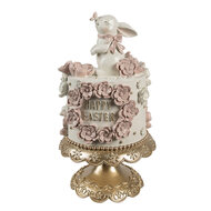 Clayre & Eef | Decoratie taart Wit Roze Goudkleurig ø 18x32 cm | 6PR5229
