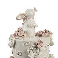 Clayre & Eef | Decoratie taart Wit Roze Goudkleurig ø 18x32 cm | 6PR5229