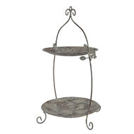 Clayre & Eef | Etagère 2 laags Groen Bruin 34x32x50 cm | 6Y5657