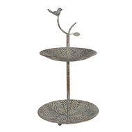 Clayre & Eef | Etagère 2 laags Groen Bruin ø 26x48 cm | 6Y5658