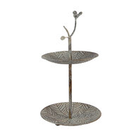 Clayre & Eef | Etagère 2 laags Groen Bruin ø 26x48 cm | 6Y5658