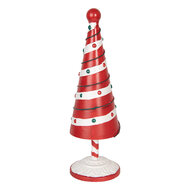 Clayre &amp; Eef   | Kerstdecoratie Kerstboom Rood Wit &oslash; 12x36 cm | 6Y5734