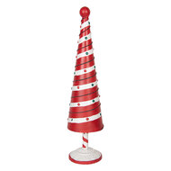 Clayre & Eef | Kerstdecoratie Kerstboom Rood Wit ø 13x49 cm | 6Y5735