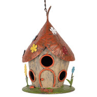 Clayre & Eef | Vogelhuis Beige Rood ø 17x27/54 cm | 6Y5737