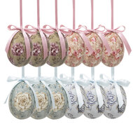 Clayre & Eef | Decoratie Hanger Ei (set 12) Meerkleurig ø 4x5 cm | 65905
