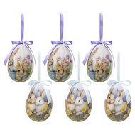 Clayre &amp; Eef   | Decoratie Hanger Ei (set 6) Meerkleurig &oslash; 7x10 cm | 65911