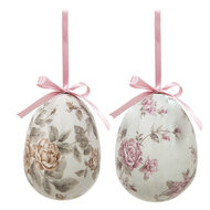 Clayre & Eef | Decoratie Hanger Ei (set 2) Meerkleurig ø 9x12 cm | 65913