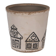 Clayre & Eef | Bloempot Binnen Beige Zwart ø 17x16 cm | 6CE2123L