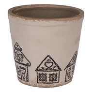 Clayre & Eef | Bloempot Binnen Beige Zwart ø 15x14 cm | 6CE2123M