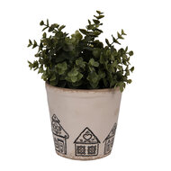 Clayre & Eef | Bloempot Binnen Beige Zwart ø 15x14 cm | 6CE2123M