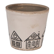 Clayre & Eef | Bloempot Binnen Beige Zwart ø 15x14 cm | 6CE2123M