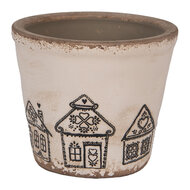 Clayre & Eef | Bloempot Binnen Beige Zwart ø 12x11 cm | 6CE2123S