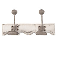 Clayre & Eef | Wandkapstok 2 haken Wit Grijs 23x6x10 cm | 6H2400