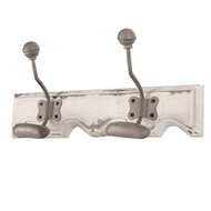 Clayre & Eef | Wandkapstok 2 haken Wit Grijs 23x6x10 cm | 6H2400