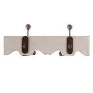 Clayre & Eef | Wandkapstok 2 haken Wit Grijs 23x6x10 cm | 6H2400