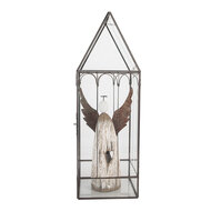 Clayre & Eef | Decoratie Kweekkasje Transparant Zwart 15x15x45 cm | 5GL0021