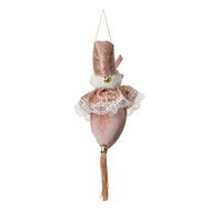 Clayre & Eef | Decoratie Hanger Kerstman Roze Goudkleurig 8x8x35 cm | 66222