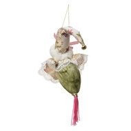 Clayre & Eef | Decoratie Hanger Kerstman Groen Beige 8x8x35 cm | 66223