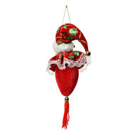 Clayre & Eef | Decoratie Hanger Kerstman Rood Groen 8x8x35 cm | 66224