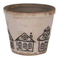 Clayre & Eef | Bloempot Binnen Beige Zwart ø 8x7 cm | 6CE2123XS