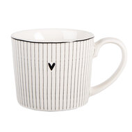 Clayre & Eef | Mok Wit Zwart 12x8x7 cm / 275 ml | 6CEMU0180