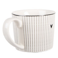 Clayre & Eef | Mok Wit Zwart 12x8x7 cm / 275 ml | 6CEMU0180