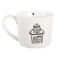 Clayre & Eef | Mok Wit Zwart12x8x7 cm / 275 ml | 6CEMU0185