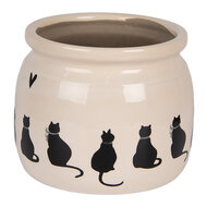 Clayre & Eef | Bloempot Binnen Beige Zwart ø 16x13 cm | 6CEPWS0001M