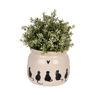 Clayre & Eef | Bloempot Binnen Beige Zwart ø 16x13 cm | 6CEPWS0001M