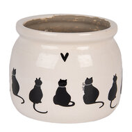 Clayre & Eef | Bloempot Binnen Beige Zwart ø 12x10 cm | 6CEPWS0001S