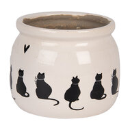 Clayre & Eef | Bloempot Binnen Beige Zwart ø 12x10 cm | 6CEPWS0001S