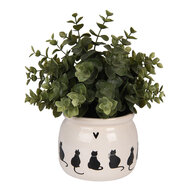 Clayre & Eef | Bloempot Binnen Beige Zwart ø 12x10 cm | 6CEPWS0001S
