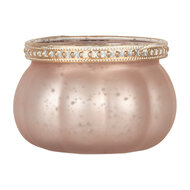 Clayre & Eef | Glazen Theelichthouder Roze ø 9x6 cm | 6GL5213