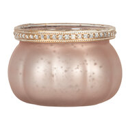 Clayre & Eef | Glazen Theelichthouder Roze ø 9x6 cm | 6GL5213