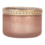 Clayre & Eef | Glazen Theelichthouder Roze ø 7x4 cm | 6GL5214