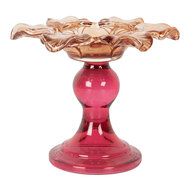 Clayre & Eef | Glazen Theelichthouder Oranje Roze ø 14x11 cm | 6GL5338O