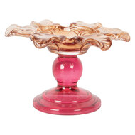 Clayre & Eef | Glazen Theelichthouder Oranje Roze ø 14x9 cm | 6GL5339