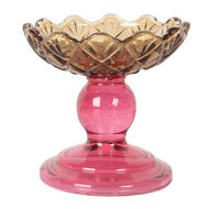 Clayre & Eef | Glazen Theelichthouder Geel Roze ø 10x9 cm | 6GL5341