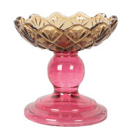 Clayre & Eef | Glazen Theelichthouder Geel Roze ø 10x9 cm | 6GL5341