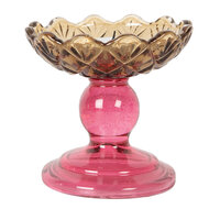 Clayre & Eef | Glazen Theelichthouder Geel Roze ø 10x9 cm | 6GL5341