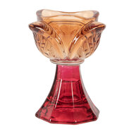 Clayre & Eef | Glazen Theelichthouder Oranje Roze ø 7x10 cm | 6GL5342O