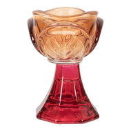 Clayre & Eef | Glazen Theelichthouder Oranje Roze ø 7x10 cm | 6GL5342O