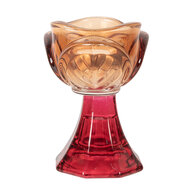 Clayre & Eef | Glazen Theelichthouder Oranje Roze ø 7x10 cm | 6GL5342O