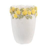 Clayre & Eef | Bloempot Binnen Wit Geel ø 13x17 cm | 6TE0570S