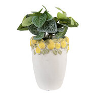 Clayre & Eef | Bloempot Binnen Wit Geel ø 13x17 cm | 6TE0570S